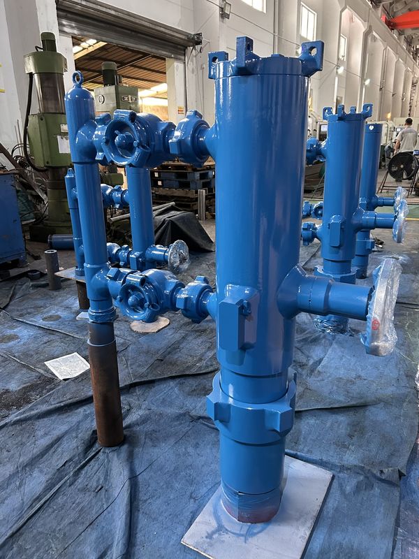 13-3/8' API Casing BTC Buckle kết nối áp suất làm việc 35Mpa Double Plug Cementing Head With Wooden Packing